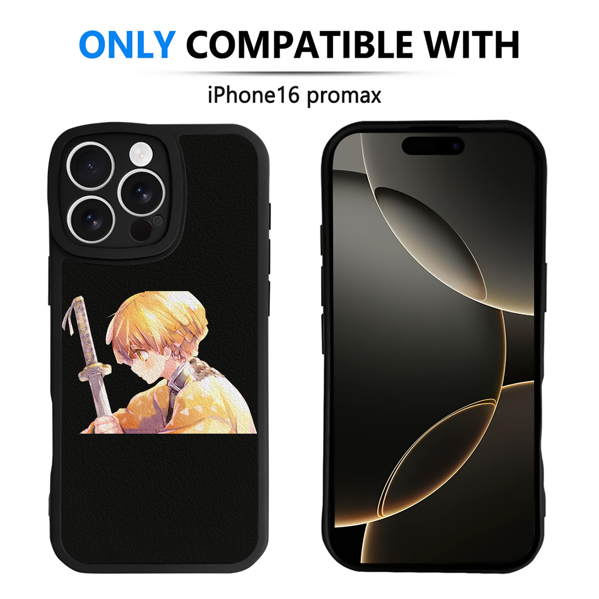 （画像用） 鬼滅の刃（きめつのやいば）我妻 善逸／あがつま ぜんいつ Agatsuma Zenitsu 【iPhone 16シリーズ対応】シリコンスマホケース（レザー調） 材質：シリコン